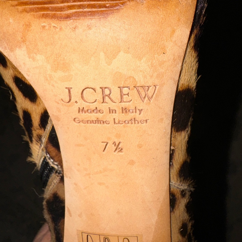Women’s J. Crew leopard print, leather calf hair booties. Size 7 1/2 - Picture 8 of 9